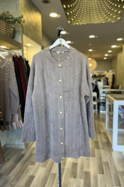 Magazin Sim Şerit Angora Hırka Vizon