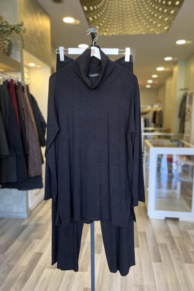 Ceremony 2026 KIŞ Balıkçı Yaka Kristal Detaylı Triko Takım Siyah