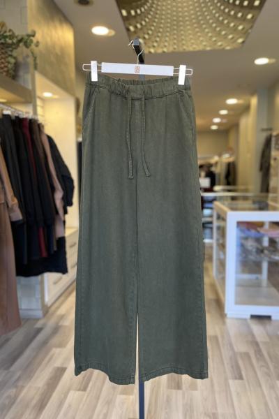 Magazin BELİ LASTİKLİ ARKASI CEPLİ PANTOLON Koyu Yeşil