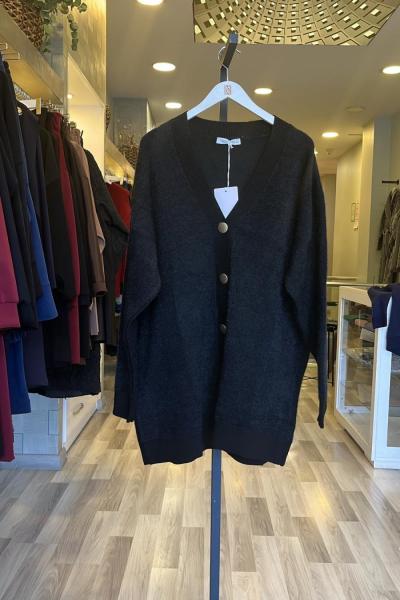 Magazin Angora V Yaka Hırka Siyah