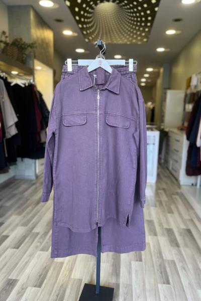 Magazin Kemer Detaylı Yakalı Takım Mürdüm