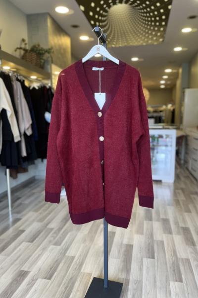 Magazin Angora V Yaka Hırka Bordo