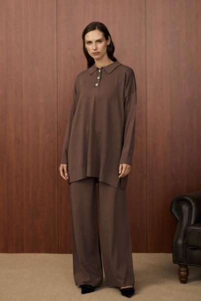 Merwish Paris Triko Takım Kahverengi