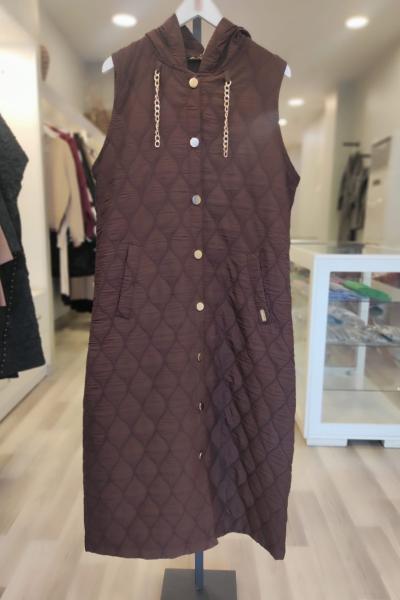 Ayşe Akay Kapitone Yelek Kahverengi