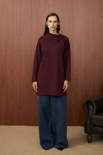 Merwish Yaka Verev Tunik Bordo