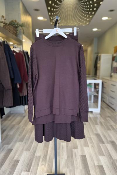 Knıt Lovess! Sera Takım Kahverengi