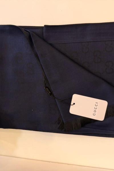 SADE Gucci Monogram Desen Şal Lacivert