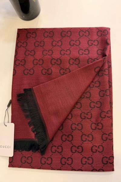 SADE Gucci Monogram Desen Şal Bordo