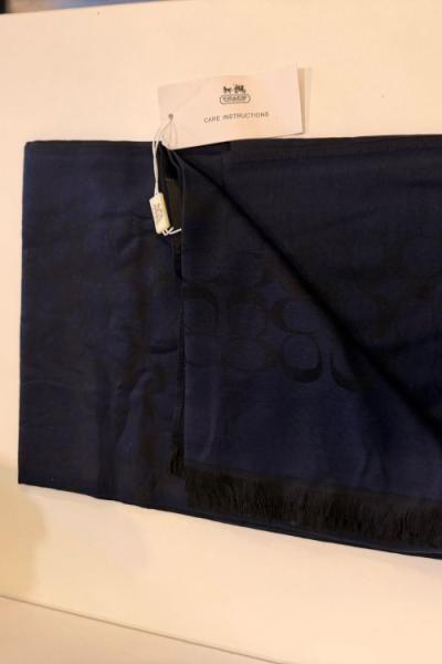 SADE Coach Monogram Desen Şal Koyu Lacivert