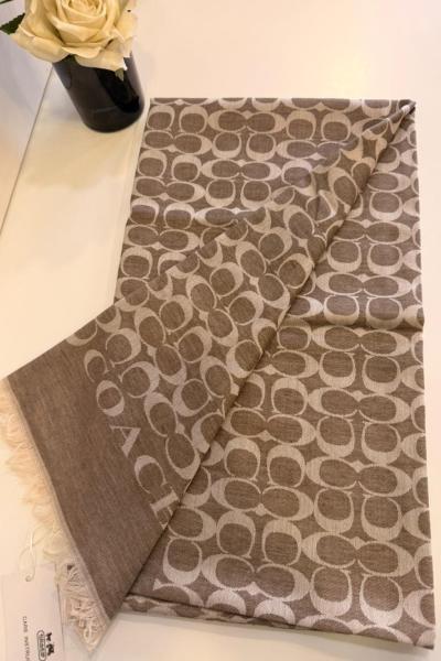 SADE Coach Monogram Desen Şal Kahverengi