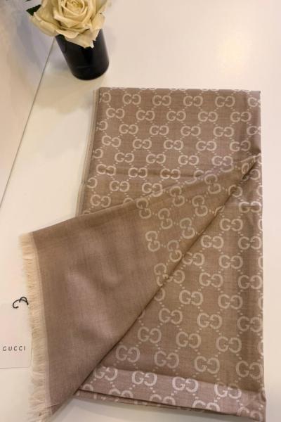 SADE Gucci Monogram Desen Şal Koyu Vizon