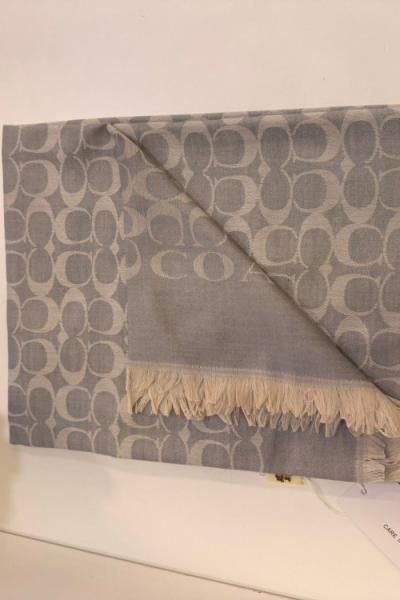SADE Coach Monogram Desen Şal Açık Gri