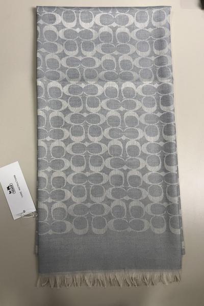 SADE Coach Monogram Desen Şal Açık Gri