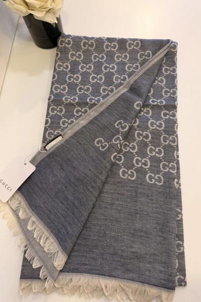 SADE Gucci Monogram Desen Şal Mavi