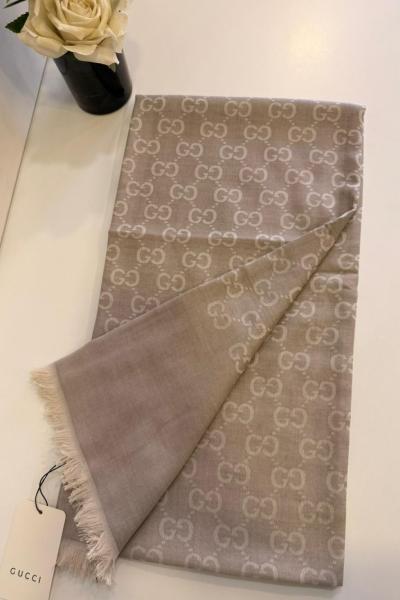 SADE Gucci Monogram Desen Şal Açık Vizon