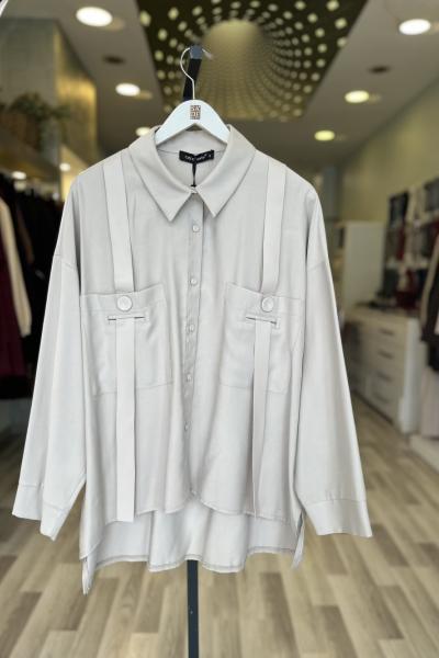 Ceremony Anjelik Omuzdan Deri Askı Detaylı Tunik Taş Rengi