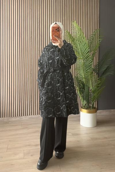 Ceremony 2026 KIŞ Çok Fermuarlı Kamuflaj Desen Kap Gri