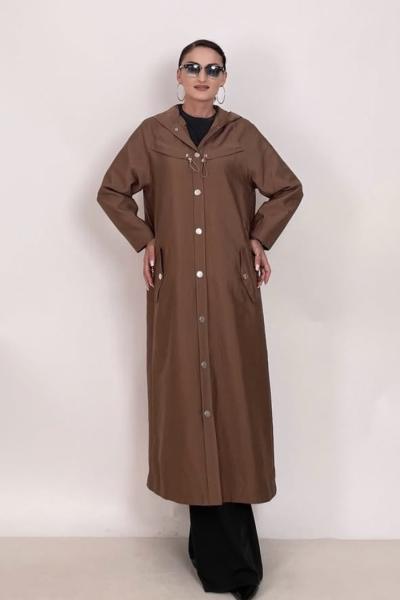 Ceremony 2026 KIŞ Kapüşonu Zig Zag Dikişli Trençkot Camel