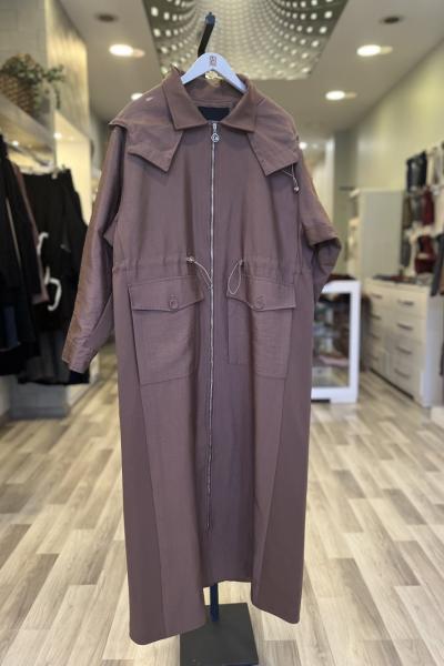 Ceremony 2026 KIŞ Yanları Çelik Garnili Belden Büzgülü Fermuarlı Dubai Kap Camel