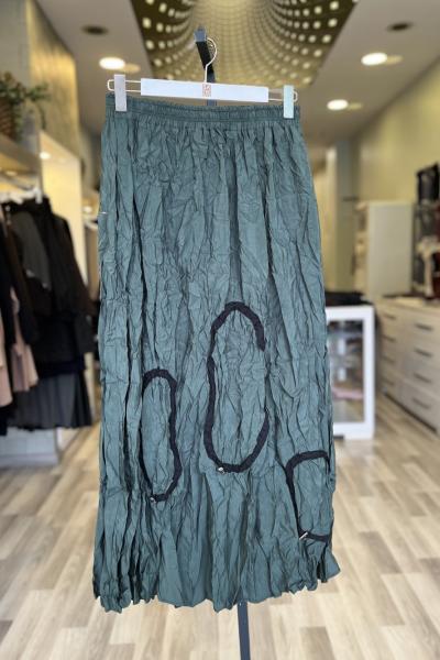 Ceremony 2026 KIŞ Merlin Kraşlı Halka Detaylı Etek Yeşil