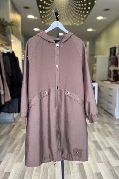 Ceremony 2026 KIŞ Önü Çıt Çıtlı Kapüşonlu Çelik Garnili Dubai Kap Camel