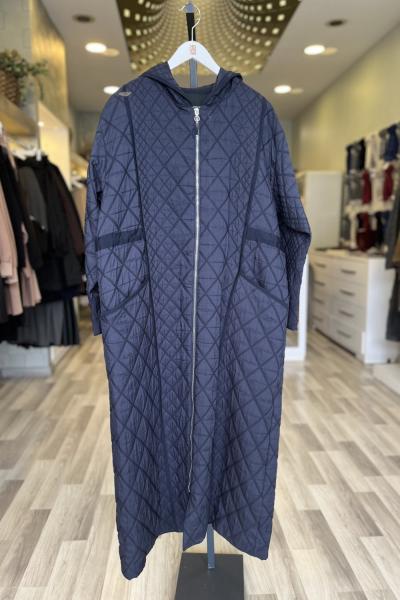 Ceremony 2026 KIŞ Kapüşonu Fermuar Detaylı Baklava Kapiton Kap Lacivert