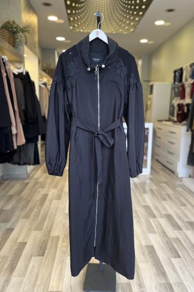 Ceremony 2026 KIŞ Dantel Detaylı Trençkot Siyah