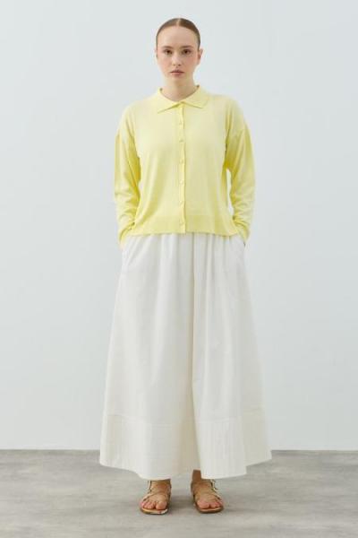 Merwish 2026 Yaz Basic Hırka Sarı