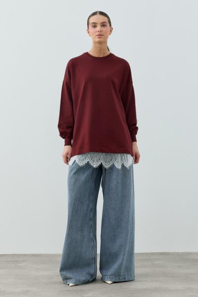 Merwish 2026 Yaz Loli Sweat Bordo