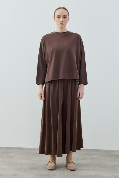 Merwish 2026 Yaz Basic Bambu Takım Kahverengi