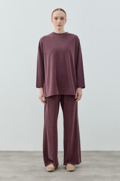 Merwish 2026 Yaz Bambu Comfi Takım Bordo