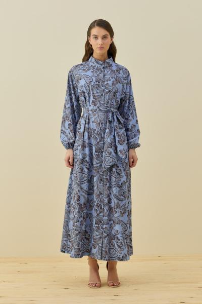 Merwish 2026 Yaz Lady Krep Elbise Mavi