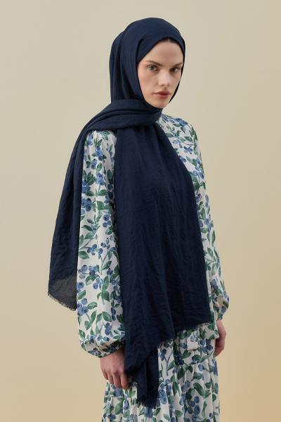 Merwish 2026 Yaz Soft Bambu Şal Lacivert
