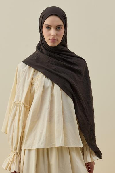 Merwish 2026 Yaz Soft Bambu Şal Koyu Kahverengi