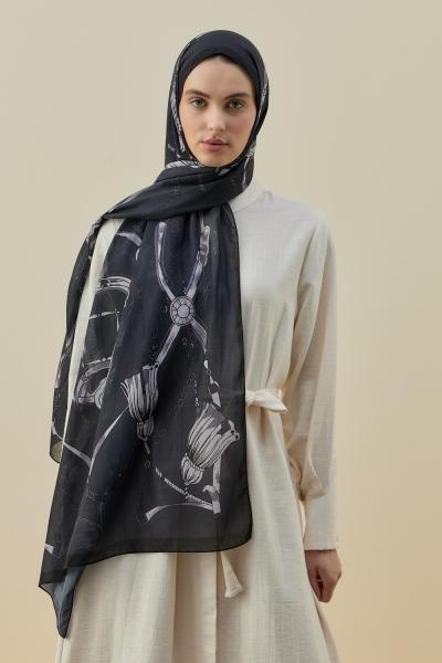 Merwish 2026 Yaz Opal Touch Şal Füme