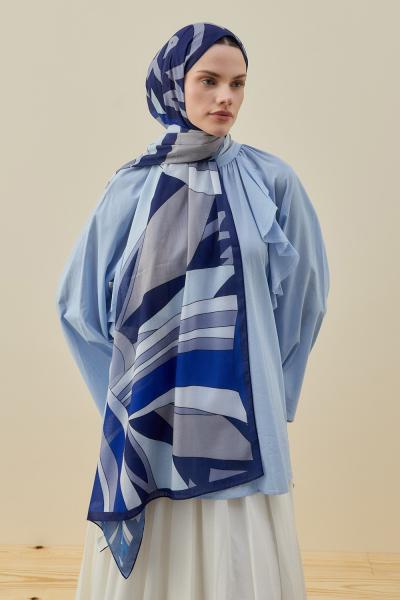 Merwish 2026 Yaz Muccı Şal Saks Mavisi