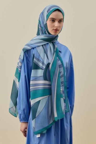 Merwish 2026 Yaz Muccı Şal Buz Mavisi