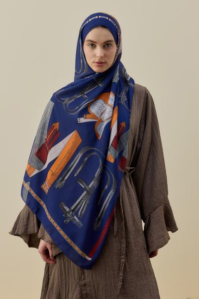 Merwish 2026 Yaz Artisan Şal Lacivert