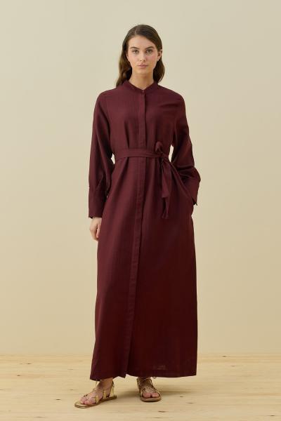 Merwish 2026 Yaz Vietnam Elbise Bordo