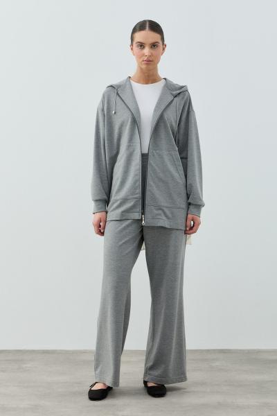 Merwish 2026 Yaz Plise Şifon Takım Gri