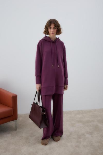 Hilay Oslo Yanları Fermuarlı Tencel Esofman Mürdüm