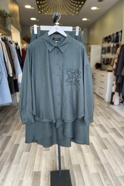 Ceremony 2026 Yaz Cebi Ve Eteği Lase İşlemeli Tencel Etekli Takım Yeşil