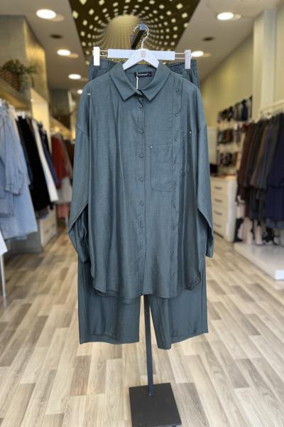 Ceremony 2026 Yaz Çarpraz Cep Detaylı Pantolonlu Safari Takım Yeşil