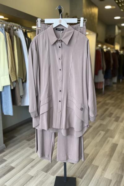 Ceremony 2026 Yaz Cep Kapakları Taş İşlemeli Modal Pantolonlu Takım Vizon