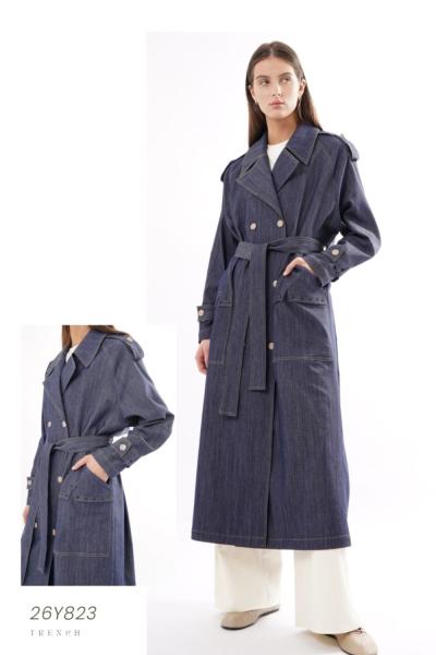 Ceremony 2026 Yaz Önden Kruvaze Çıtçıt Detaylı Denim Kap Lacivert