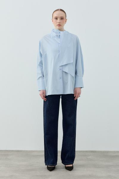 Merwish 2026 Yaz Şal Yaka Gömlek Bebe Mavisi