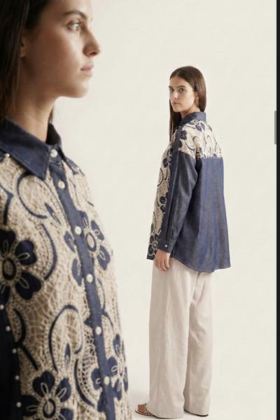 Ceremony 2026 Yaz Çıtçıt Denim Dantel Gömlek Mavi