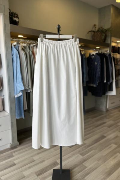 Ceremony 2026 Yaz Beli Lastikli Düz Neptün Etek Beyaz