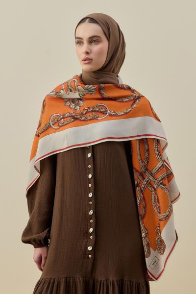 Merwish 2026 Yaz Chale Omuz Şalı Turuncu