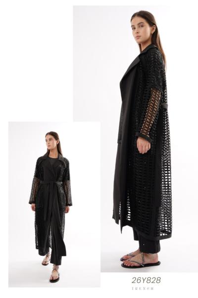 Ceremony 2026 Yaz File Örgü Detaylı Trençkot Siyah